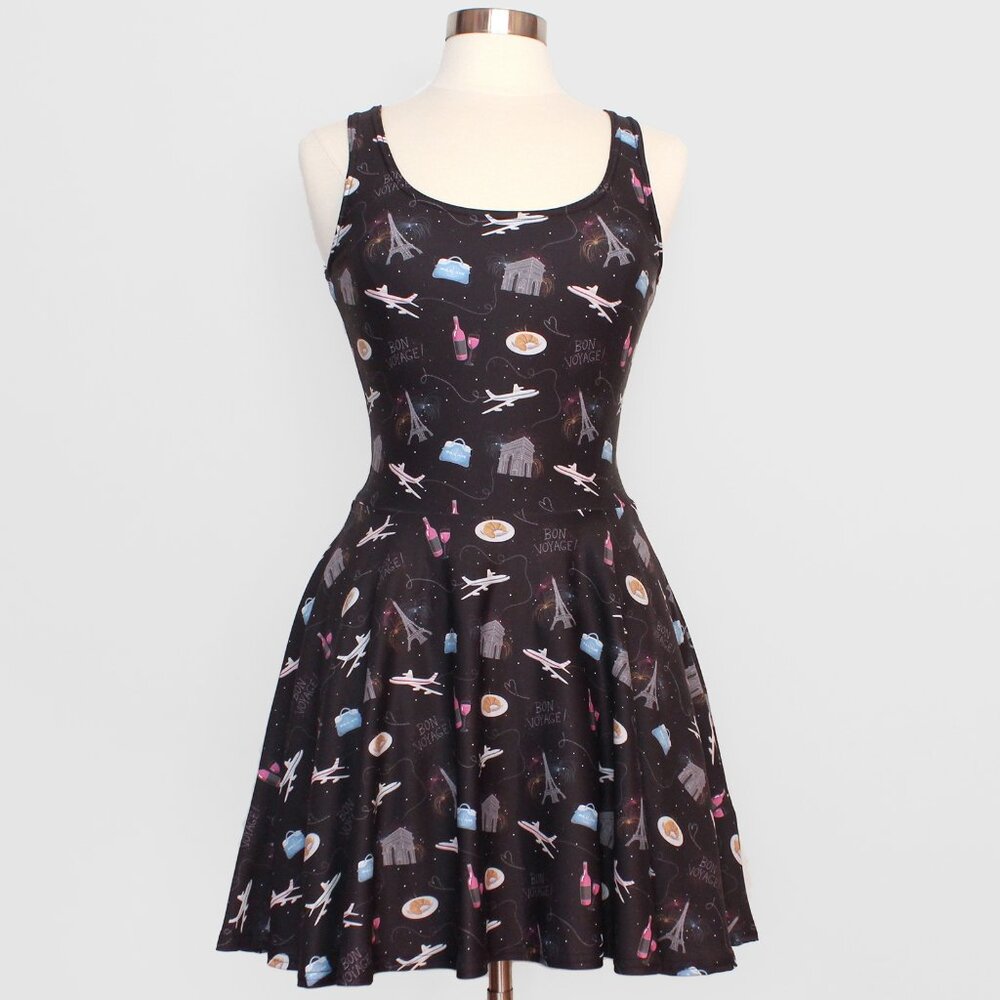 Kate Gabrielle Bon Voyage travel novelty print sample dress size Small